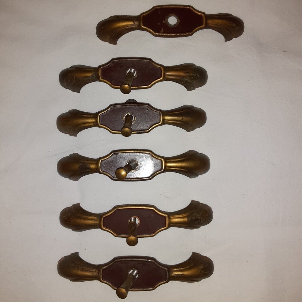 Six (6) Original Vintage Waterfall Dresser Drawer Pulls * Sears c1920-1950